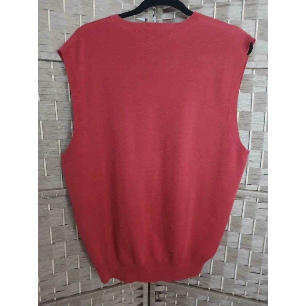 Vtg Polo Golf Ralph Lauren Men's Red Sweater Vest Sz L 100% Cotton Preppy